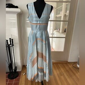 Roksanda Ilincic Blue and Orange Midi Dress